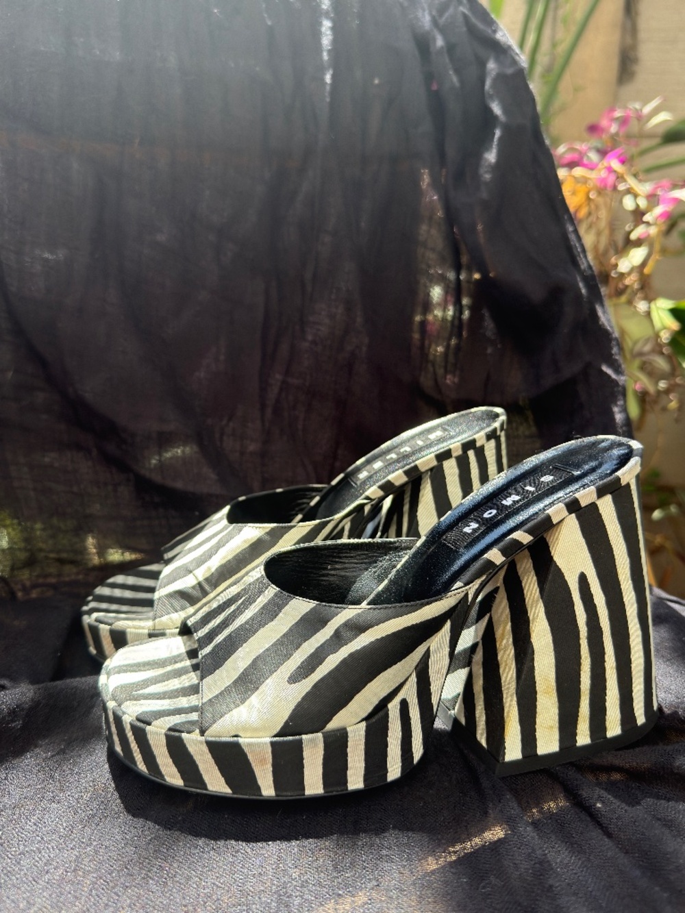Simon Miller - chunky Zebra Platform Mule Slide - Sculpted block heel - Size 37